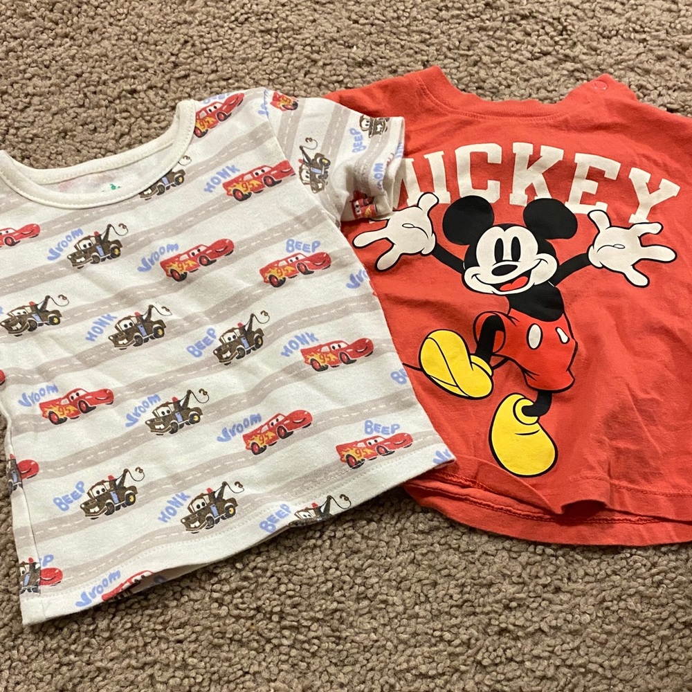 Disney Kids Short Sleeve Tees - Mickey Mouse Red and Gray